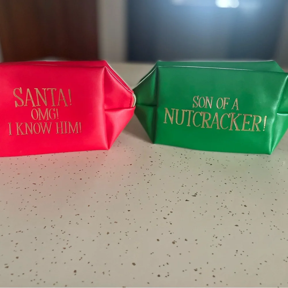 Lot of 2 Revolution x e.l.f. Red Makeup Bag and elf Green makeup bag